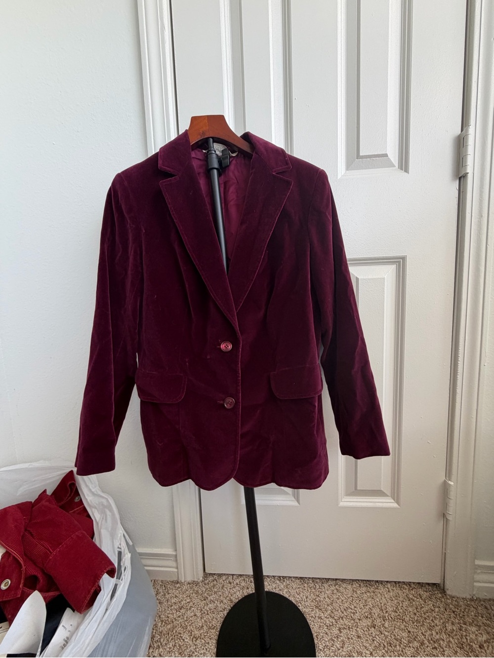 Vintage Koret of‎ California Burgundy Velvet Blazer Jacket Size M 80s Style